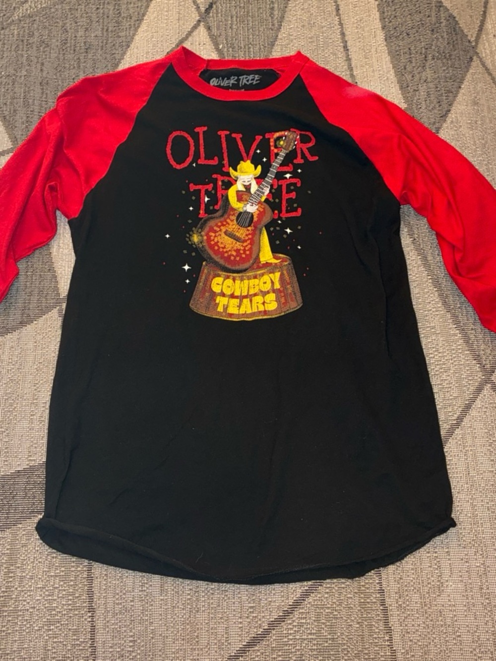 Black & Red 'Cowboy Tears' Raglan Tee